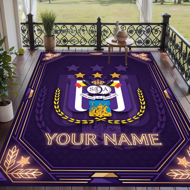 Custom Text Printed Rug Anderlecht FC Non Slip Floor Carpet For Home Room Decor