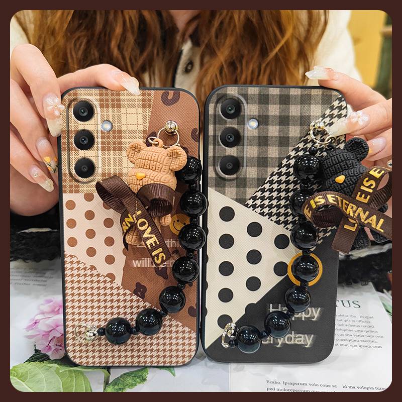 Cartoon Skin-friendly Feel Phone Case For Samsung Galaxy M56 5G/SM-M566B Cute Silicone Back Cover Black Pearl Pendant