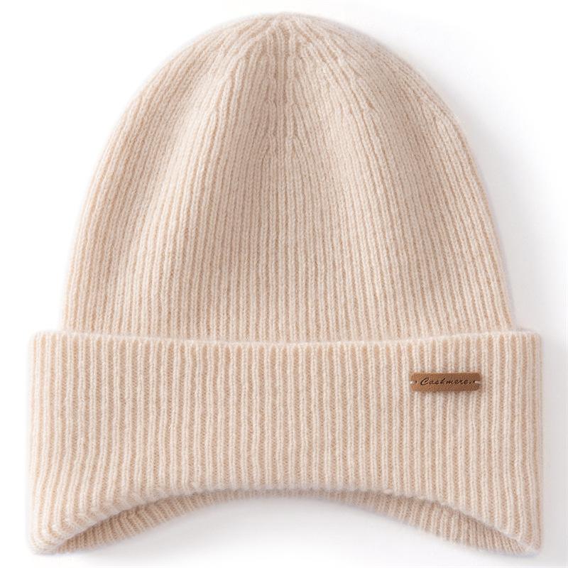 Cashmere hat men's and women's double-layer thickened winter cashmere bag head knitted stacking hat couple cold hat