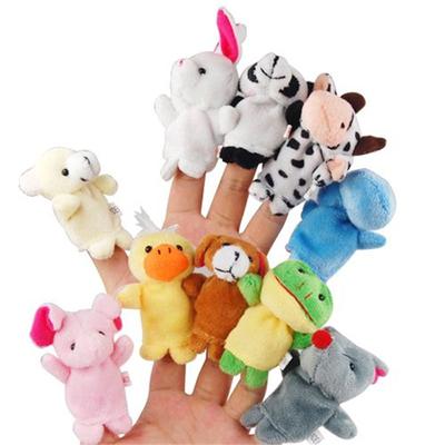 10 piezas de muñecos de animales pequeños de dibujos animados lindos, marionetas de mano para niños, juguetes de peluche para los dedos