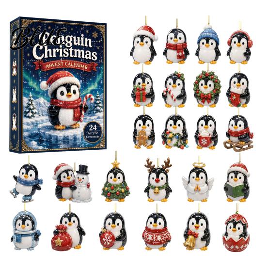 Weihnachtsgeschenk für Kinder Antarktischer Pinguin Adventskalender, 24-Tage Winter Countdown Box mit niedlichem Reisebegleiter Spielzeug Entdecker Ornamente, A gray