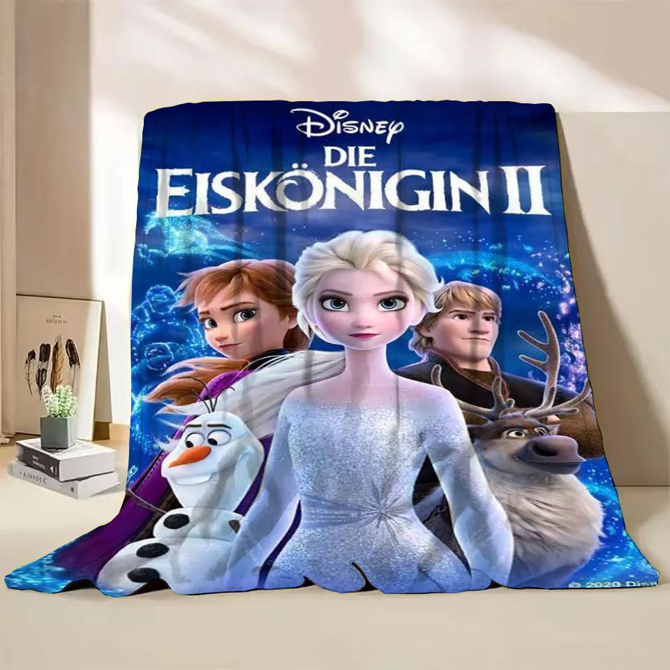 Disney Frozen Elsa Princess Childrens Adult Soft Flannel Blanket Fluffy Baby Plush for Bedroom Travel Office Cover Warm Blankets