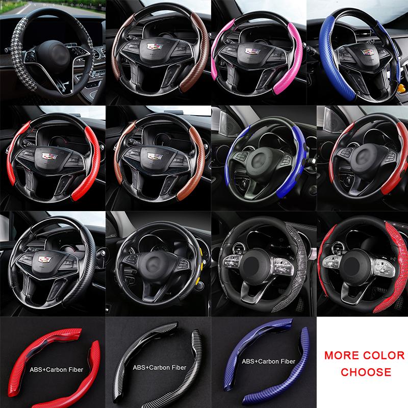 Non-Slip Sport Car Steering Cover Fit 38cm/15inch Carbon Fiber Steering Wheel Booster Cover Universal Car