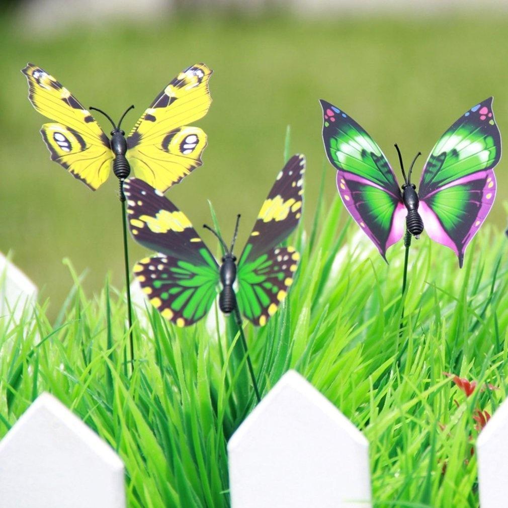 

24 шт. искусственная бабочка с палкой, садовые украшения, имитация бабочки