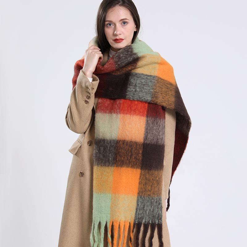NEW Luxury Cashmere Women Plaid Scarf Winter Warm Shawl and Wrap Bandana Pashmina Long Tassel Female Foulard Thick Blanket