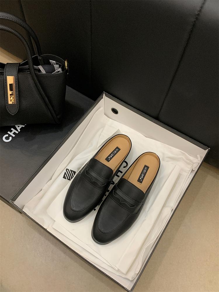 

Летние мюли тапочки женская обувь повседневные тапочки плоские с закрытым носком шлепанцы плоский каблук лоферы удобные универсальные стельки сандалии 40 чёрный