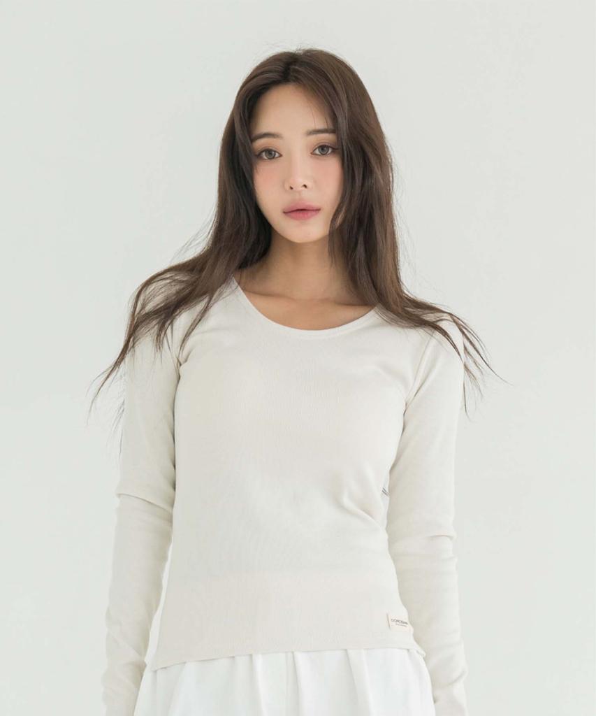 Dolosiwa Minimal Garments Ribbed Long Sleeve Top (Built-In Cap)_4Colors
