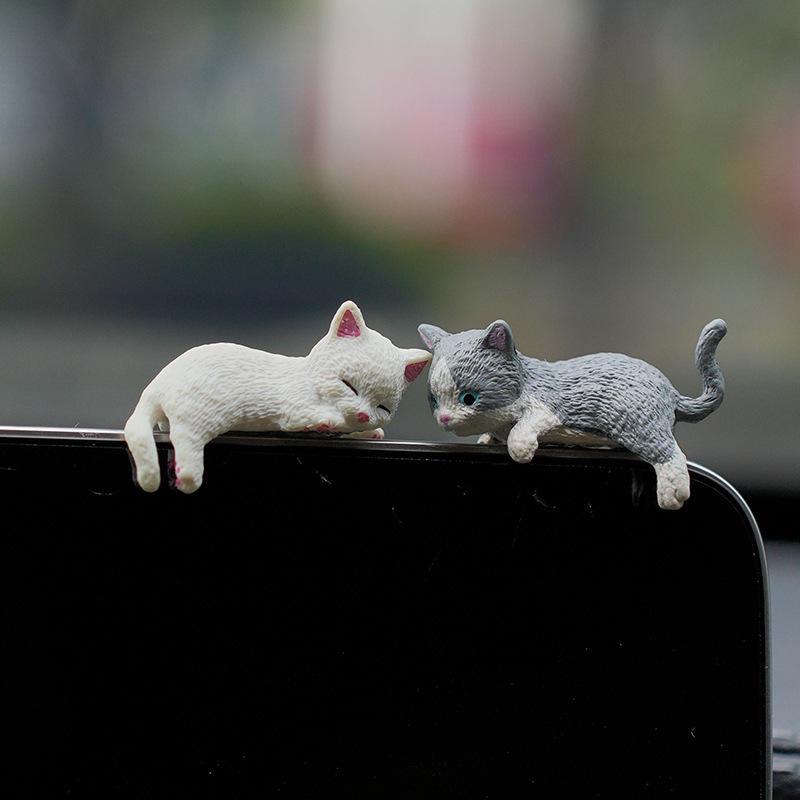 Cute Cat Car Ornaments: Sleepy Cat Console & Rearview Mirror Decoration