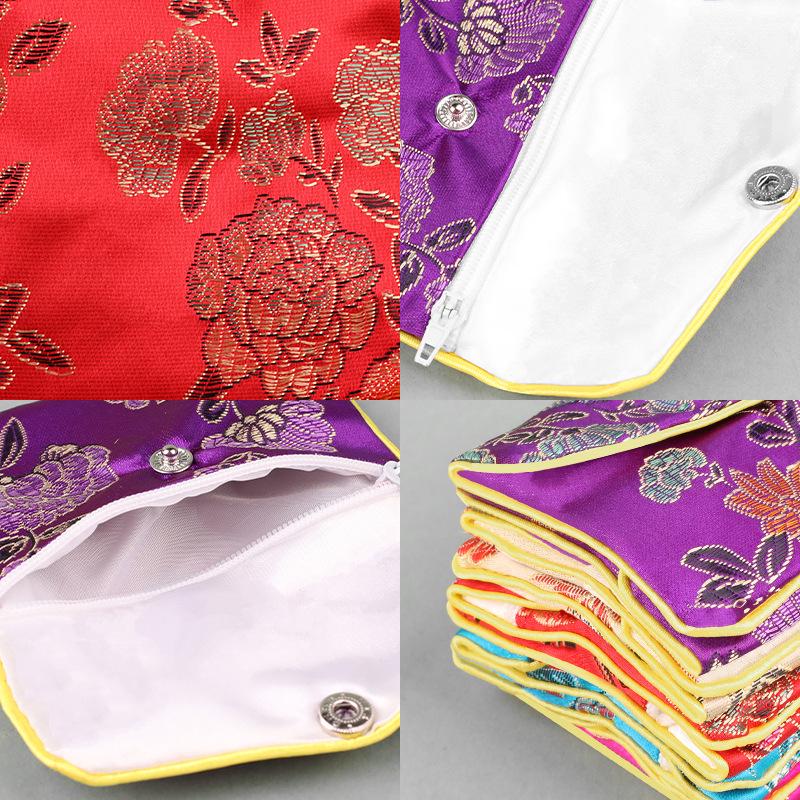 Brocade Zipper Jewelry Pouches and Boxes - Cloth Bracelet Bags for Jewelry Packaging