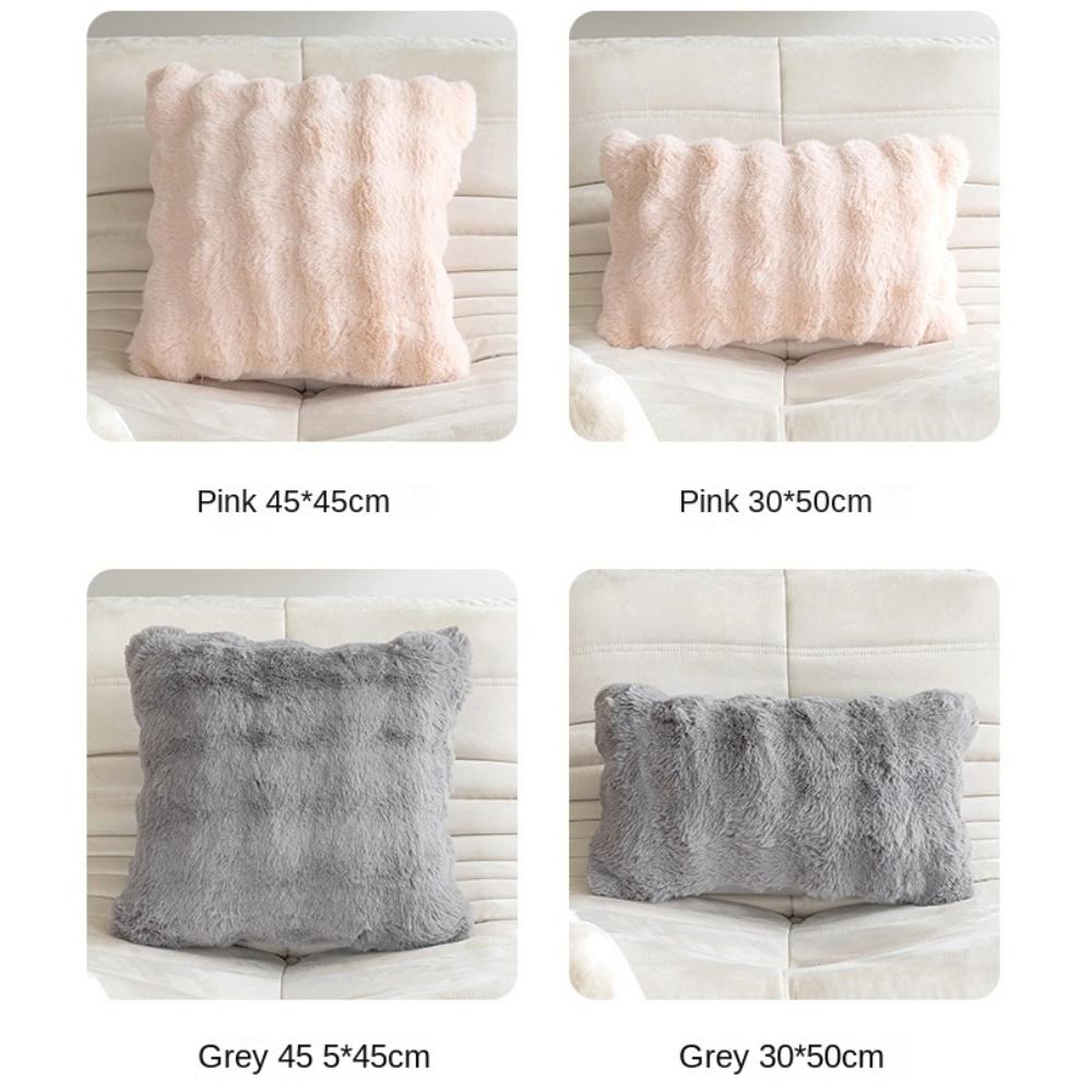 Imitation Rabbit Hair Plush Cushion Cover Warm Pillow Case Simple Throw Pillow Cover  Home Decor