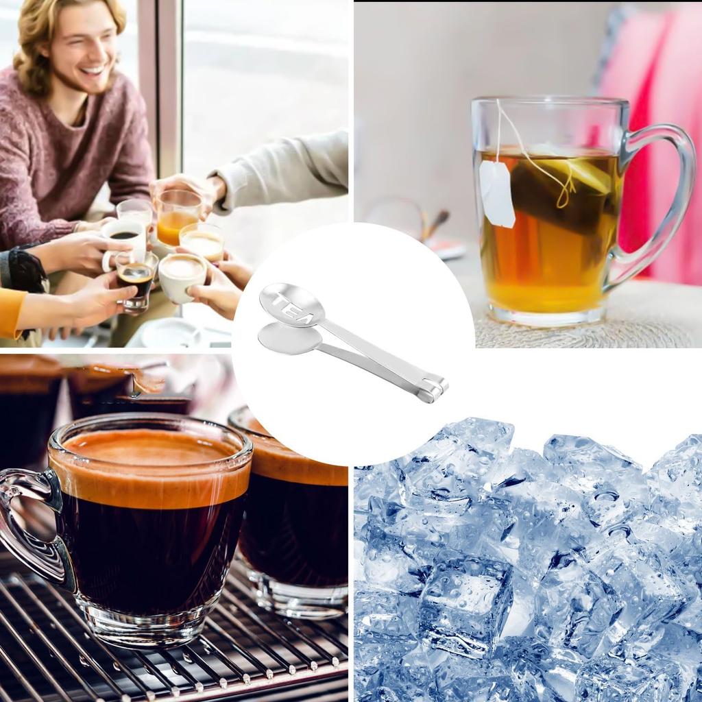 2pcs Tea Bag Squeezer, Stainless Steel Tea Spoon for Loose Tea Ice Sugar Cubes Tea Spoon Tea Strainers Tea Tongs Clip on Strainer Tea Accessories for