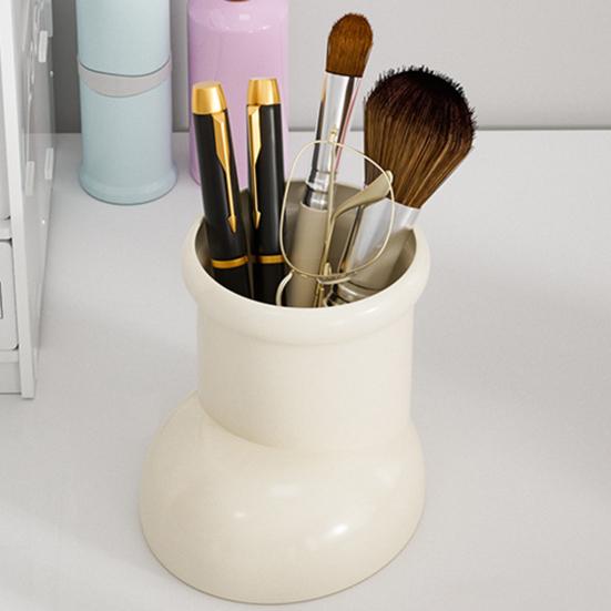 Cute Boot-Shaped Storage Box Large Capacity Organizer for Makeup Brushes Pens Decorative Desktop Decor for Home Office