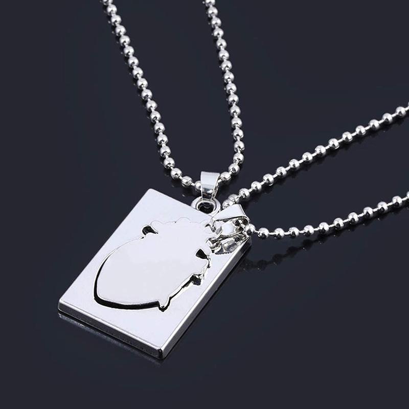 2 Peças/Conjunto Colar Pingente Coração Anatômico Casal Quebra-cabeça Presente de Dia dos Namorados