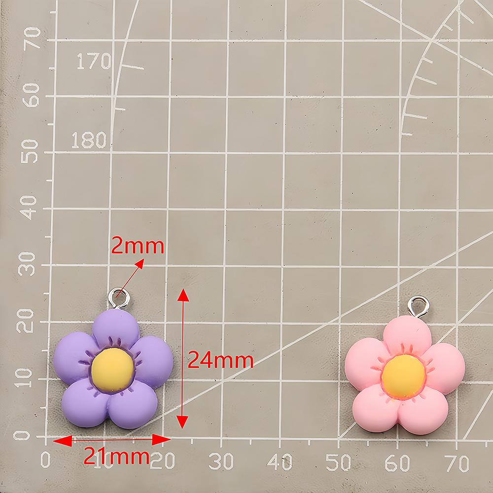 5/10pcs Colorful Acrylic Cute Flower Shape Loose Charm Pendants 21*24mm for Necklace DIY Craft Jewelry Making Accessories