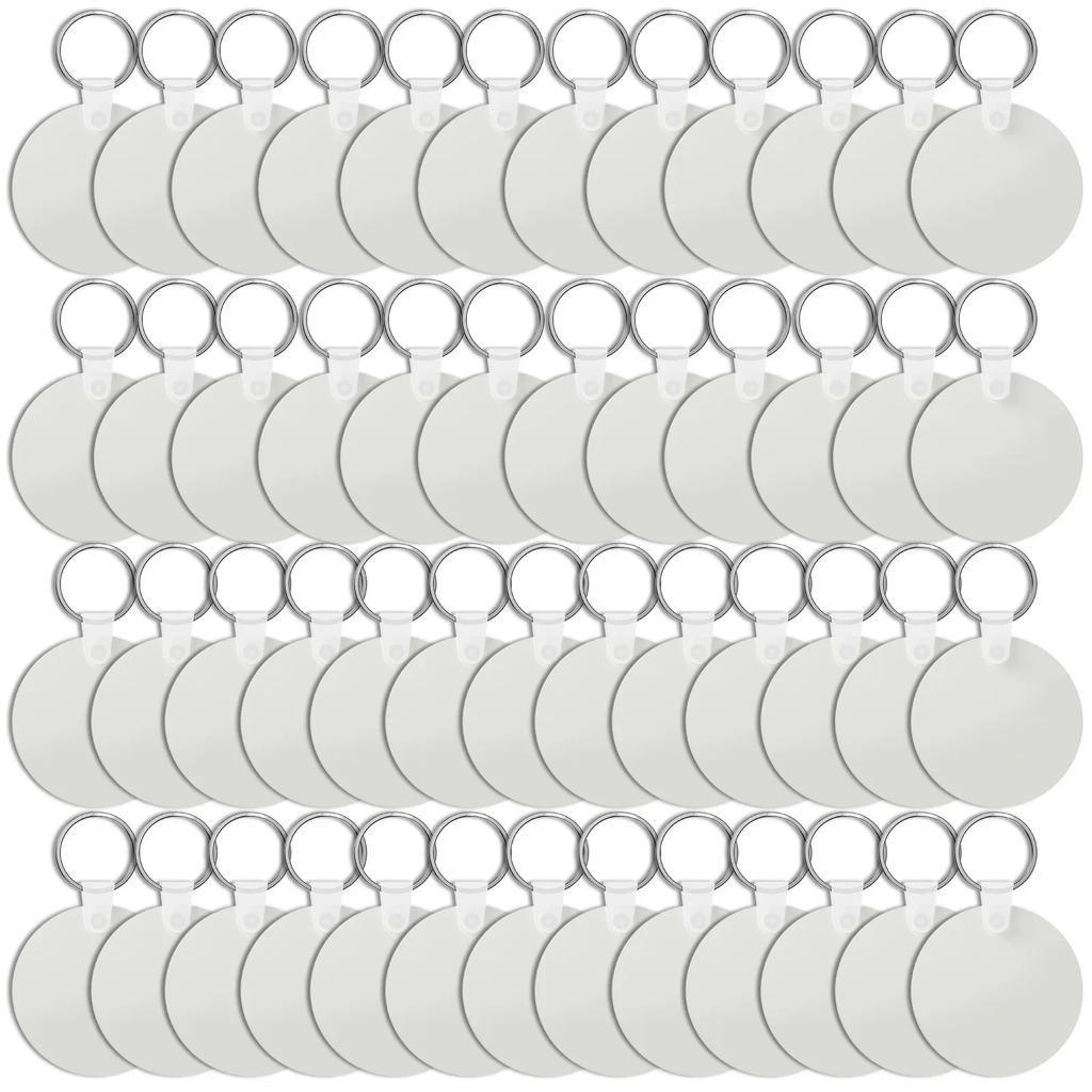 150Pcs Sublimation Keychain Blanks Bulk Rectangle Round Sublimation Blanks Keychain Blanks Set with Rings Clips for DIY Keychain