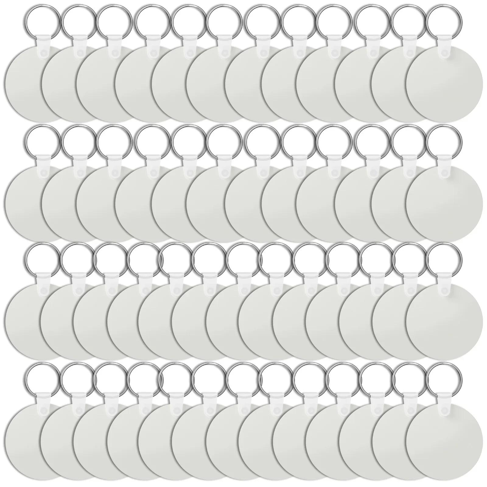 

150Pcs Sublimation Keychain Blanks Bulk Rectangle Round Sublimation Blanks Keychain Blanks Set with Rings Clips for DIY Keychain