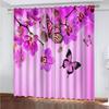Living Room Decoration 3D Animal Plant Dancing Butterfly Flower Bedroom Curtains Set, Shade Curtain, 2 Pieces Free Shiping
