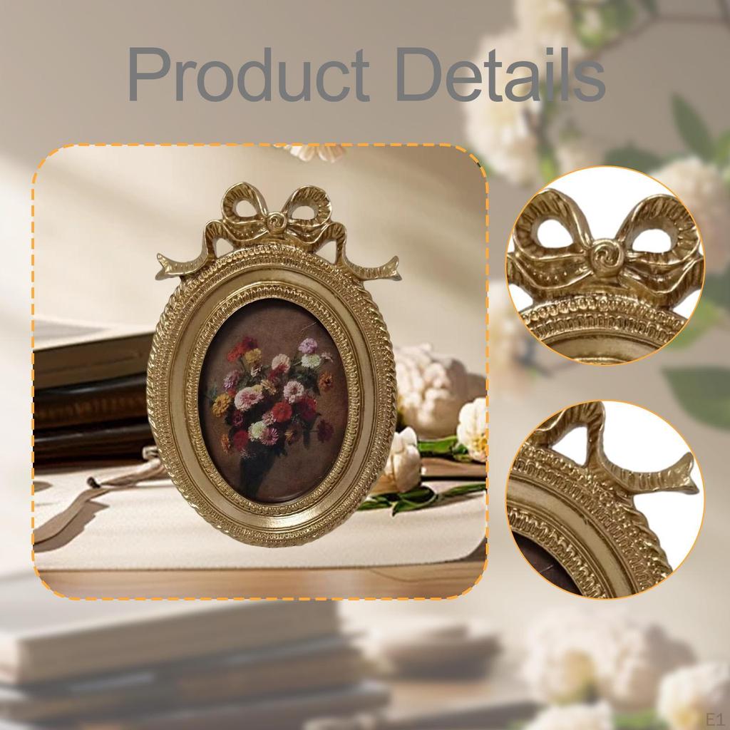 Small Vintage Picture Frame Retro Wall Hanging Tabletop Display Ornament Photo for