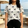 Women's Basic Versatile Palm Tree Print Short Sleeve Top - Soft Fabric Summer Casual Tee for Daily Shopping & Leisure Wear