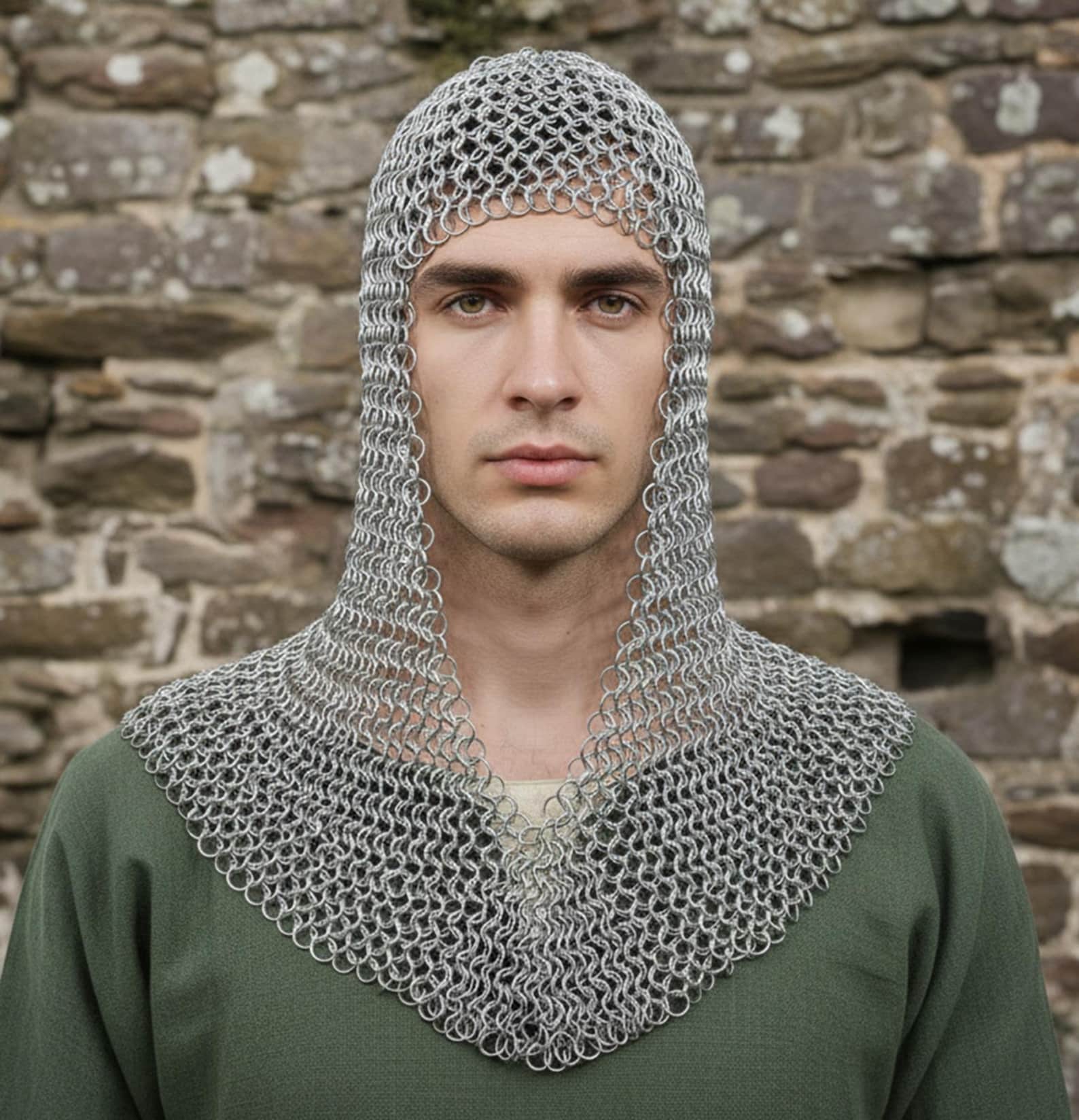 Knight Chainmail Coif Hood Medieval LARP Armor Ren Faire Outfit