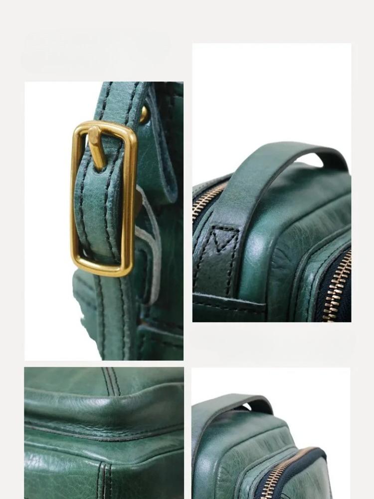 Johnature Vintage Genuine Leather Women's Bag Versatile Cowhide Solid Color Square Small Bag Shoulder Crossbody Bag