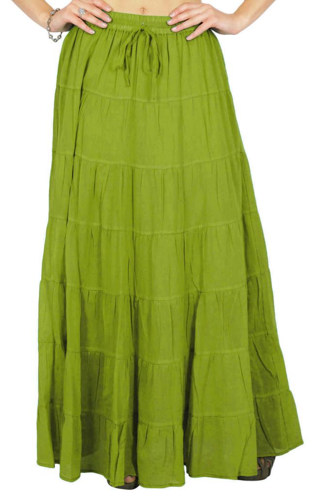 Phagun Damen Sommer Baumwolle Ziegelrot Rock Ethnisches Design Kordelzug Taille -