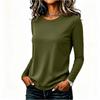 Women's Casual Long Sleeve Solid Color Crew Neck Shirt Lightweight Soft Fabric Relaxed Fit Everyday Wear