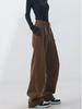 Retro Slimming Melange Wide-Leg Pants for Women - Autumn/Winter Collection