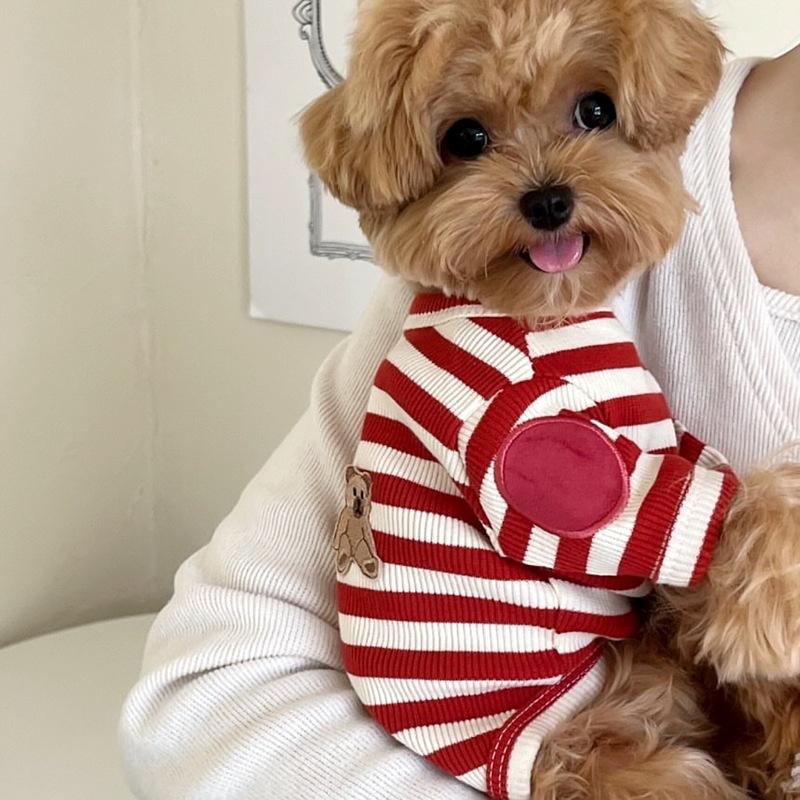 Pet Spring and Autumn Stripe Bottom Shirt Dog Thin Teddy T-shirt Yorkshire Small Puppy Cat Top Puppy Clothes for Small Dogs