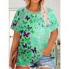 Moda Donna Girocollo Manica Corta Stampa Colore 3D Casual T-shirt Casual a Manica Corta Girocollo