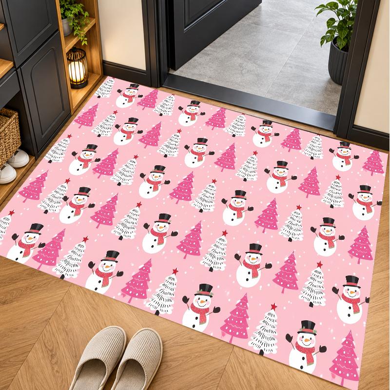 Christmas Theme Floor Carpet, Soft Area Rug, Xmas Indoor Home Holiday Decoration