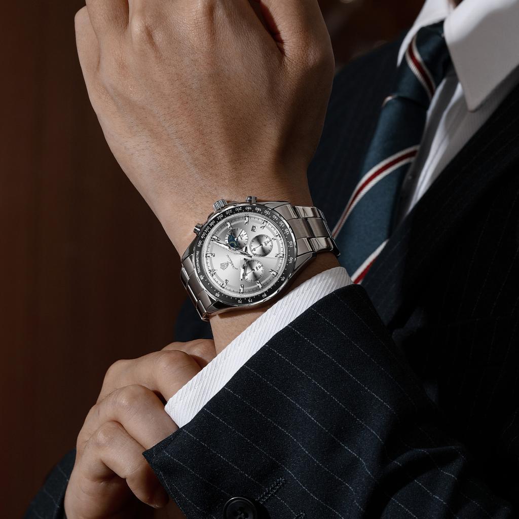 Gohuos 9815 Top Brand Luxury Men's Watches Stainless Steel Luminous Hands Casual Waterproof Watches with Free Gift 8 Accessories