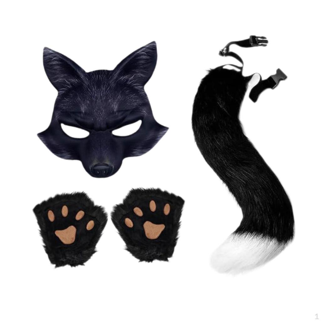 Cat Mask And Tail Set for Girls Halloween Costume Fun