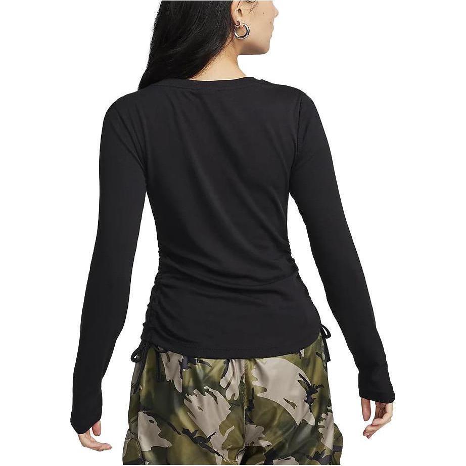 Nike Essential Rib Long Sleeve Crew Neck T-Shirt Women Tops Black FB8718-010-