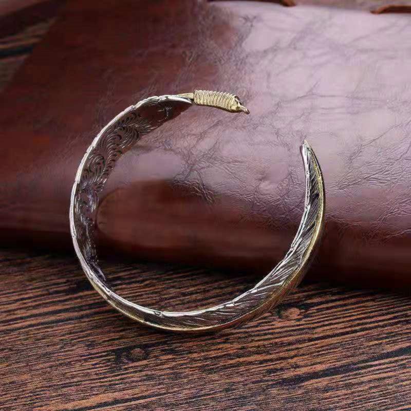 Ethnic Bohemian Style Feather Adjustable Open Bracelet Ethnic Cuff Bangle Handmade Jewelry Accessory For Women Men