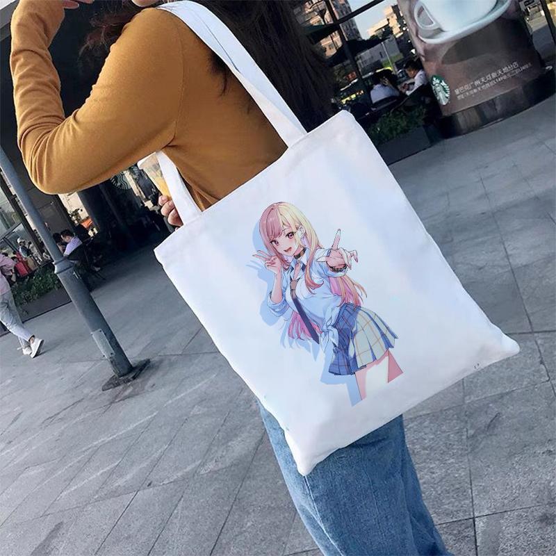 Marin Japan Anime My Dress-Up Darling Manga Reusable Shopping Bag Women Canvas Tote Bags Printing Eco Bag Shopper Shoulder Bags