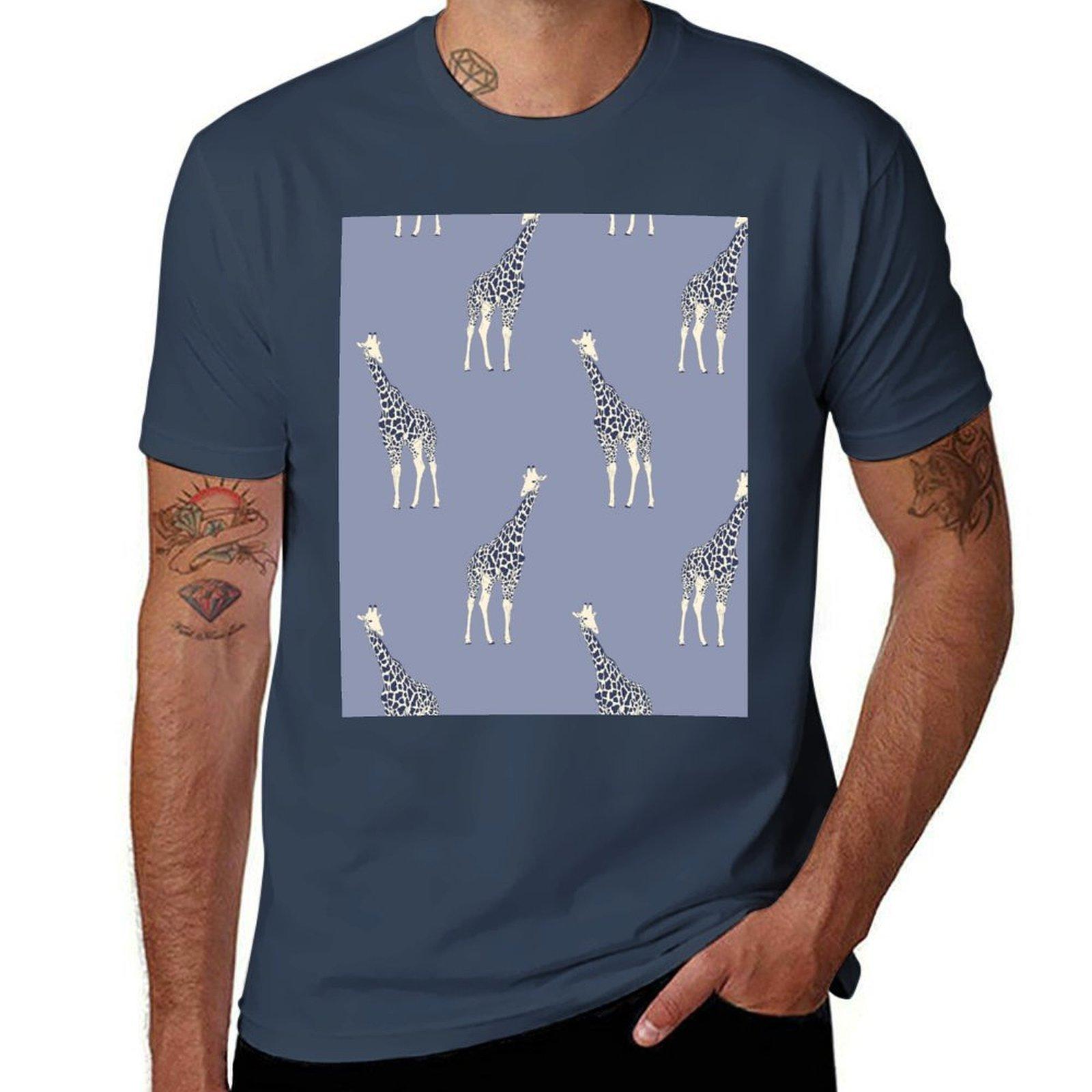 Lilac Giraffes TShirt Thanksgiving Casual Tee S