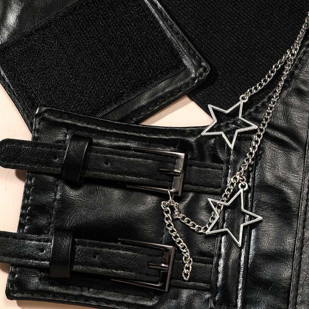 PU Leather Suspenders Elastic Cummerbunds High Waist Waist Corset Fashion Wide Belt  Ladies