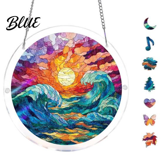Vibrant Light Projection Decor Acrylic Puzzles Sun Catcher Stained Glass Effect Window Hanging Decor Colorful Catcher Hummingbird Flowers
