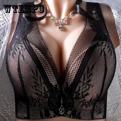 Grande taille sous-vêtements DE soutien-gorge Push Up femmes à armatures larges bretelles fine florale Sexy Bralette Lingerie grande taille Push Up soutiens-gorge dame