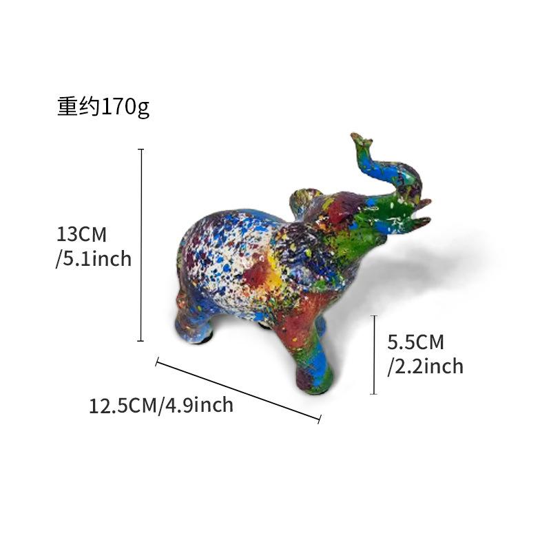 New Creative Resin Crafts Graffiti Colorful Elephant Ornaments Home Decor Living Room Foyer Desktop Ornaments Decorative Gifts