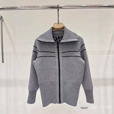 Nanyou Damen Schicker Doppelseitiger Floraler Buchstaben-Jacquard Matrosenkragen Gestrickte Strickjacke