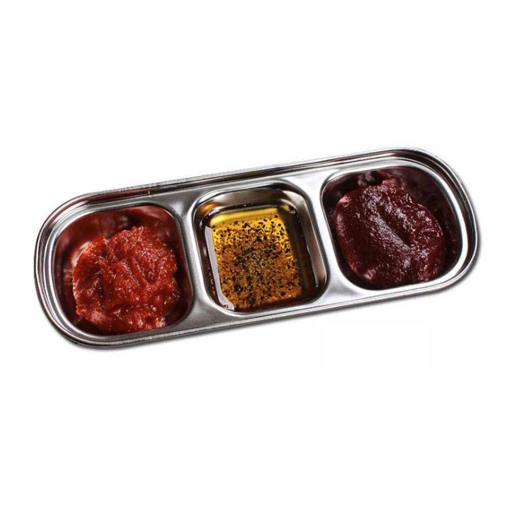 304 Stainless Steel Pepper Roast Meat Sauce Dishes Wasabi Bowl Separate Sushi Vinegar Soy Plates Tableware Food Seasoning Tray