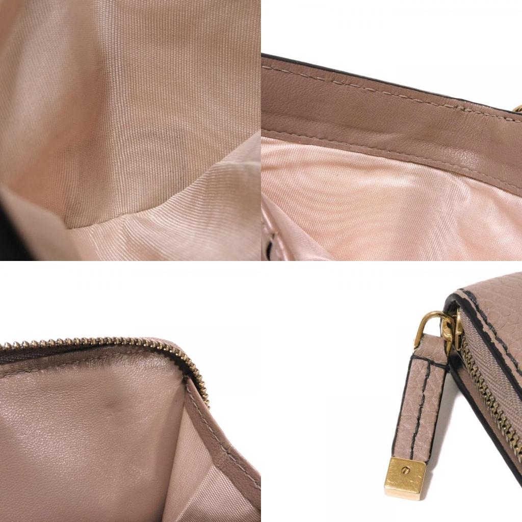 Used Bee Compact Zip Wallet (10656) S8001CVQR 7941, Bee Grain Calfskin, Snap Button, CD Logo, Rose Beige, Women's from