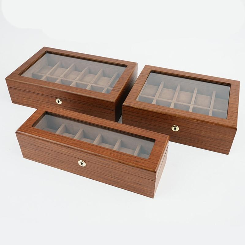 Elegant Wooden Watch Box With Soft Lining And Visible Top Holds 6 10 Or 12 Timepieces Minimalist Watch Organizers