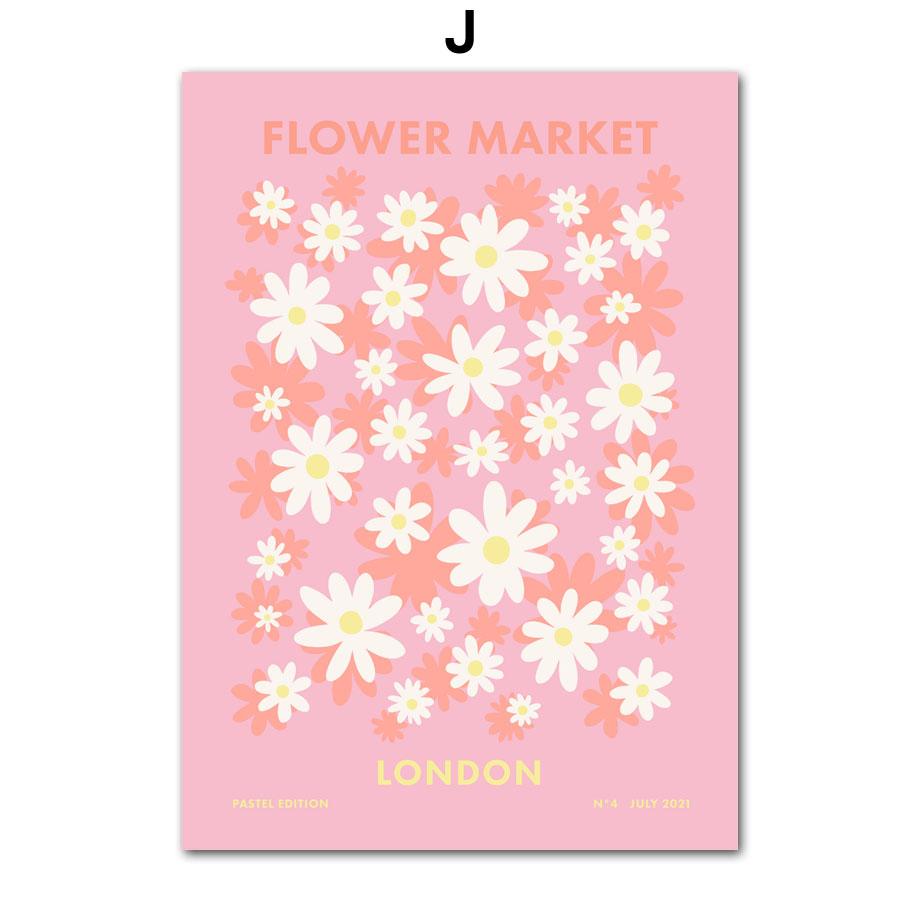 Groovy Leaf Matisse Pastel Pink Postere și imprimeuri Artă de perete Retro Funky Pânză Pictură Imagini Estetic College Decor Room