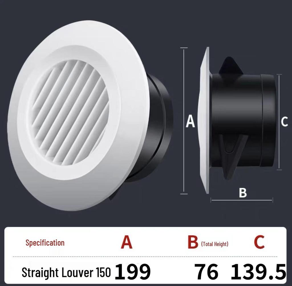 ABS Round Air Ventilation Duct: Indoor Fresh Air, White Exhaust Air Intake