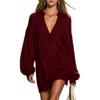 European and American Casual Elegant V-Neck Solid Knit Sweater Mini Skirt (2026 Edition)