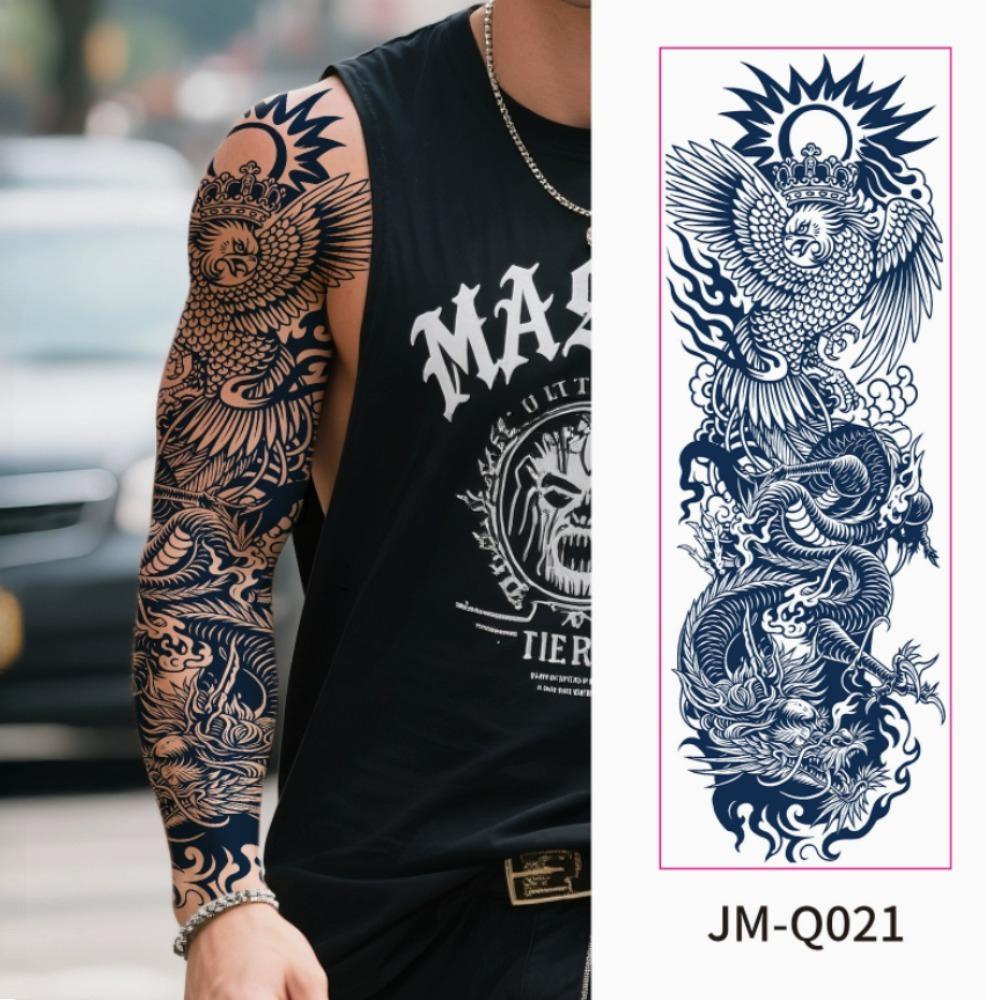 Ganzarm Kräutersaft Tattoo Aufkleber Wasserdicht Nicht Reflektierend Halbpermanent Dunkle Blume Arm Tattoo Aufkleber