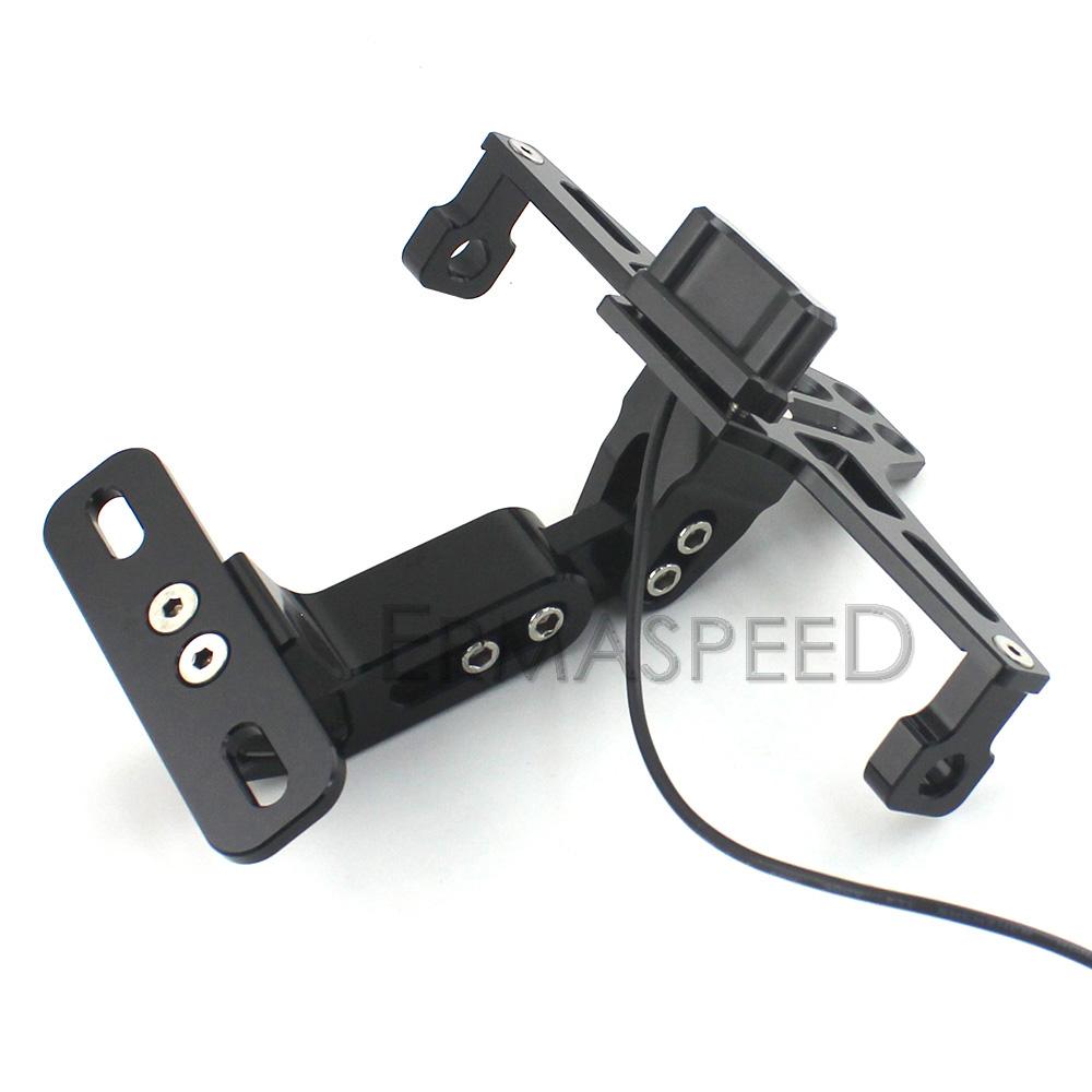 Motorcycle License Plate Bracket with LED Light Black Motorcycle Number Plate Holder for Motorbike Moto Dirt Bike